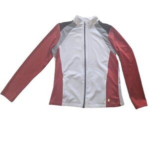 White and Red Colorblock Zip Up Jacket Size Medium